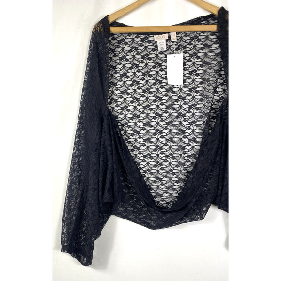 Logo Lori Goldstein Black Lace Pullover Layering Top Whimsigoth Y2K 2X 3X New - Picture 4 of 12